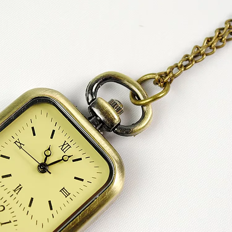 8010  Unique of Double Dial Rectangular Nostalgic Roman Arabic Table Calligraphy Design Bronze Fashion Gift Men And Women