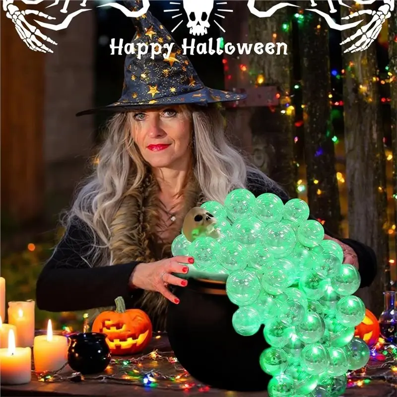 AAAN-Multisize(4/5/6CM) Clear For Halloween Decor Iridescent Ornament Balls- 36 PCS Bulk Plastic Decoration