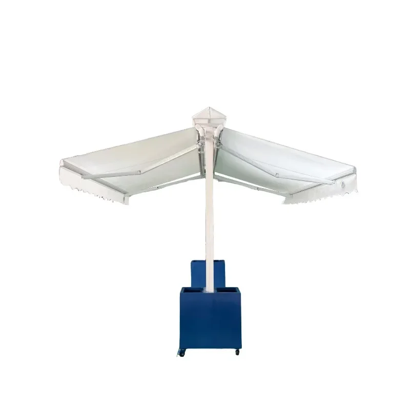 Outdoor double canopy with flower box removable, electric retractable awning