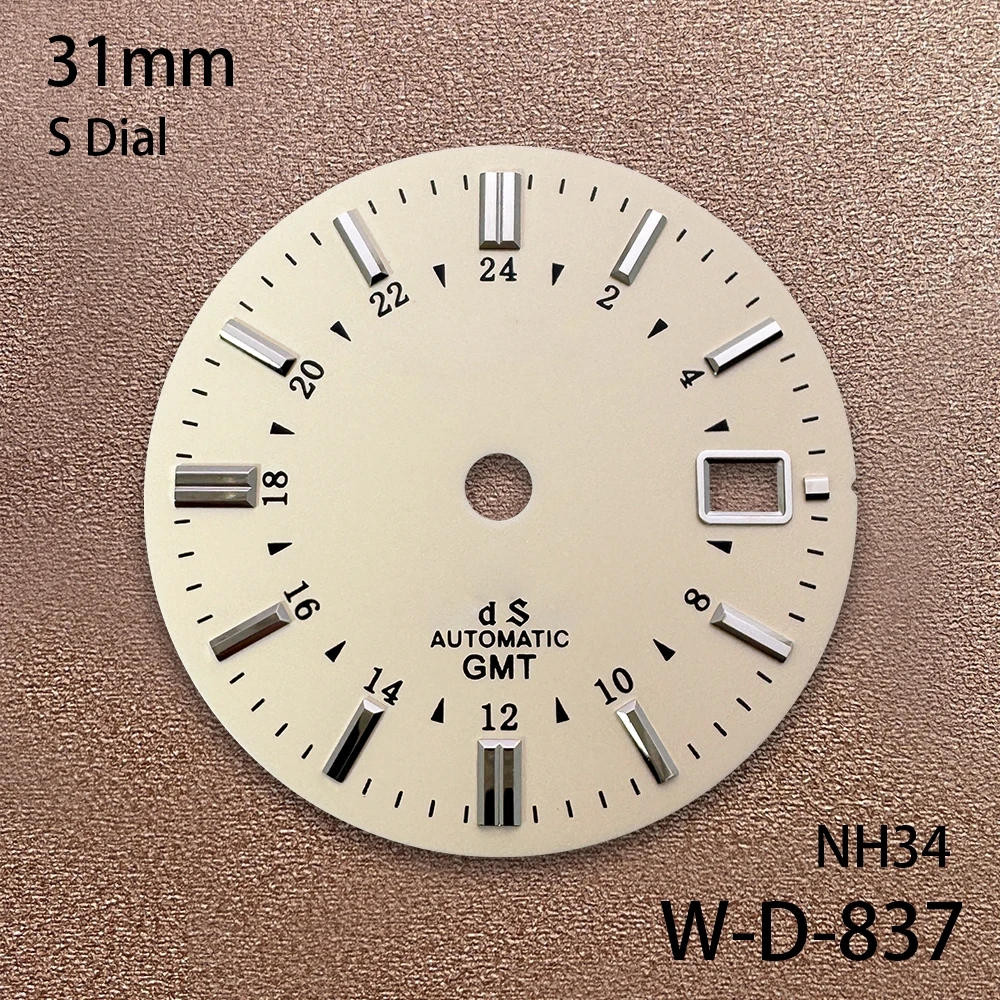 Esfera GMT con logotipo S/GS de 31mm, adecuada para movimiento japonés NH34/NH35, accesorios de modificación de reloj de alta calidad