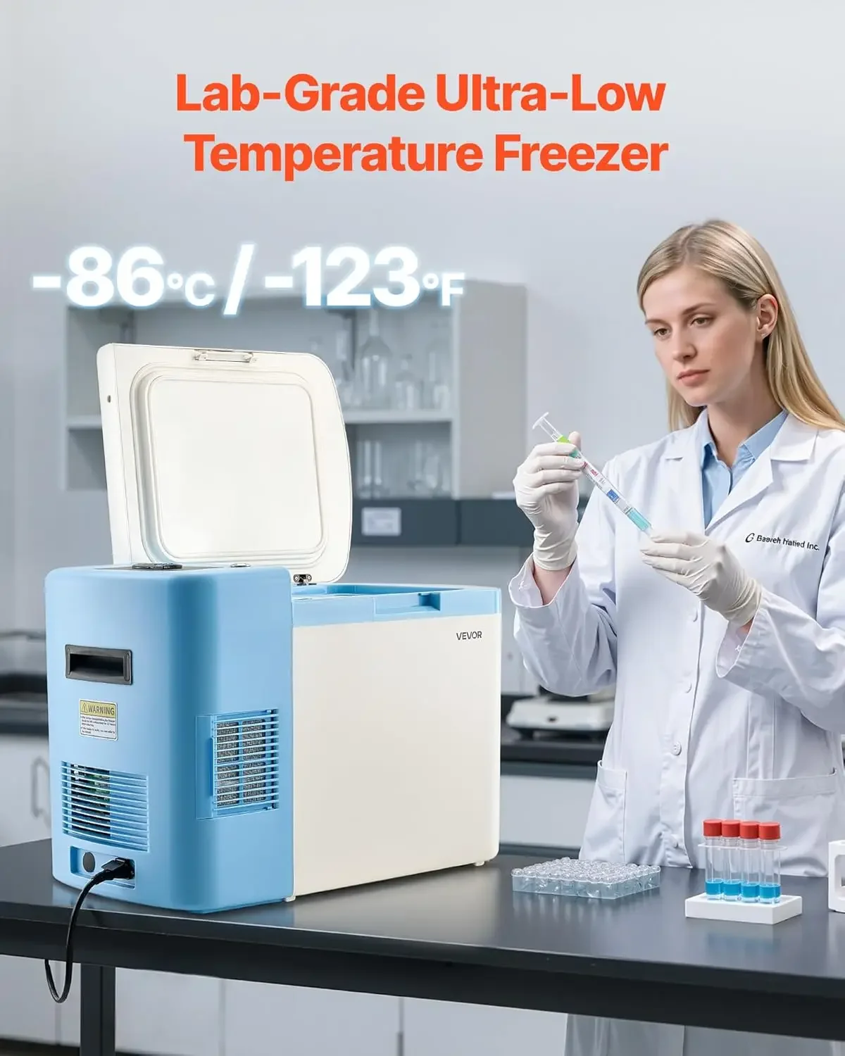 Ultra Low Temperature Freezer, 25 L, −40 ℉ to −123 ℉ Adjustable Temp Range, with Digital Display, 304 Stainless Steel Liner