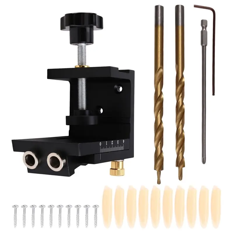 ABGH-Woodworking Jig Pocket Hole Jig Clamp Pocket Hole Jig Jig Pocket Hole System Hole Opener Tool For Wood Black