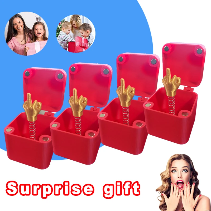 

Red Interesting Prank Gift Middle Finger In Box Christmas Box Funny Creative Gifts Office Desk Decoration Home Decoration