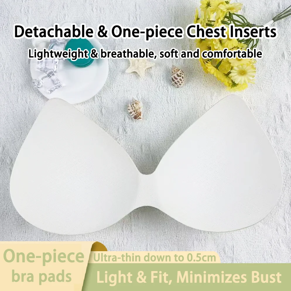 

Latex-Feel Ultra-Thin Chest Pad Insert, One-Piece Beautiful Back Sports Bra Replacement Pad, Breathable, Supportive, Soft and Integrated