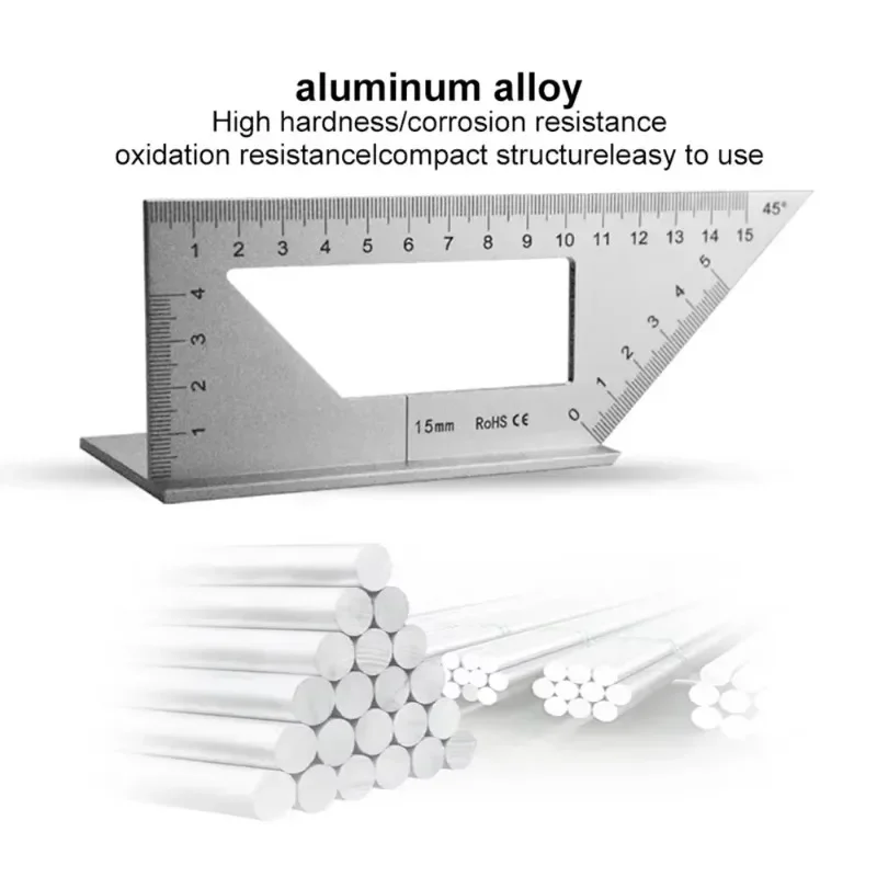 Multifunctional Angle Ruler 45 90 Degree Aluminum Alloy Accurate Woodworking Square Angle Ruler Marking Gauge Carpenter Tool