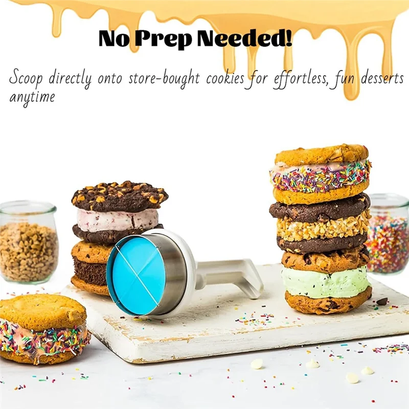 A24P DIY 아이스크림 샌드위치 메이커 스테인레스 스틸 한 손으로 아이스크림 스쿠프 쿠키 금형 도구 스푼
