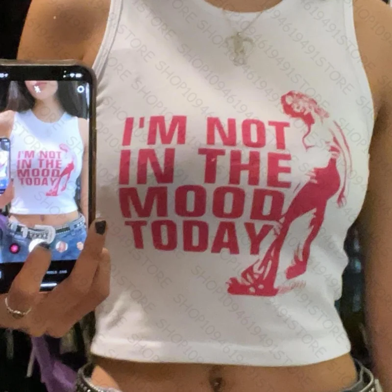 

Y2K Graphic Tank Top Women Letter Print Crop Top Sleeveless Casual Streetwear Summer Aesthetic Vest