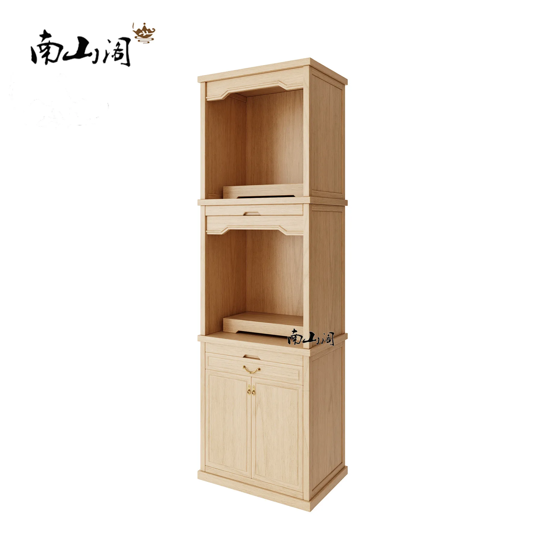 CX Solid wood floor cabinet Song's aesthetic household double-layer offering Buddha God of Wealth offering vertical cabinet