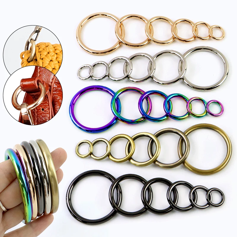 

5Pcs Meetee 15-50mm Metal O Ring Buckles Seamless Circle Rings for Bag Strap Connect Clasp Clothes Adjust Loop DIY Accessories