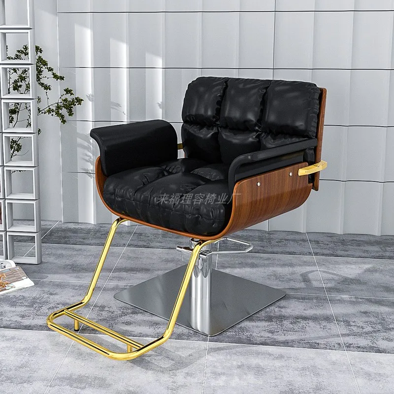 Professional Aesthetic Barber Chairs Golden Ergonomic Luxury Hairdressing Chairs Styling Taburete Hairdressing Furniture MQ50BC