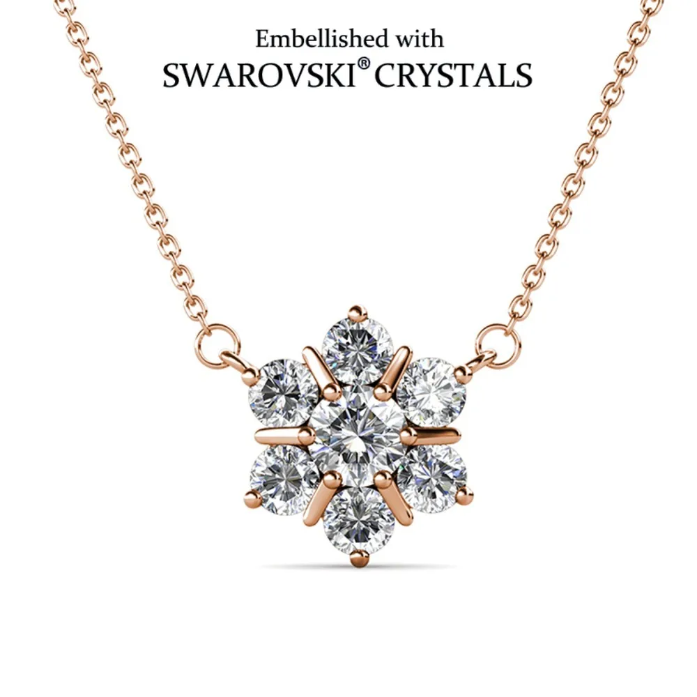 

Daisini Ожерелье со снежинками, украшенное кристаллами Сваровски, покрытое розовым золотом, изысканные модные украшения, повседневные вечерние свидания