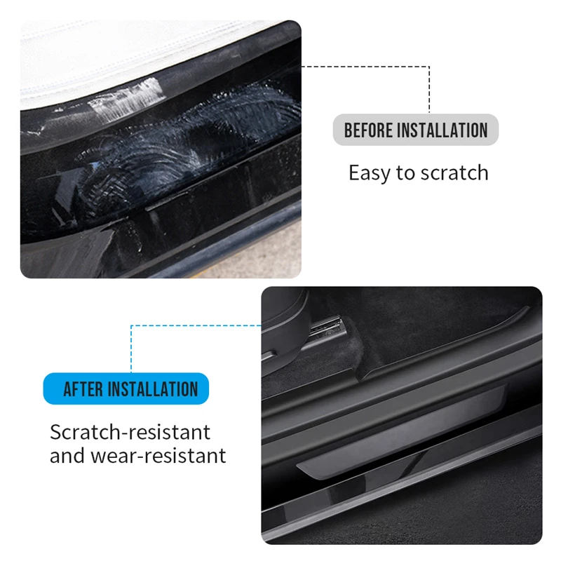 ABS Rear Door Sill Guards Protector Scuff Plate Cover For Tesla Model Y 2021+ Car Door Sill Decal Sticker Pedal Protection Strip