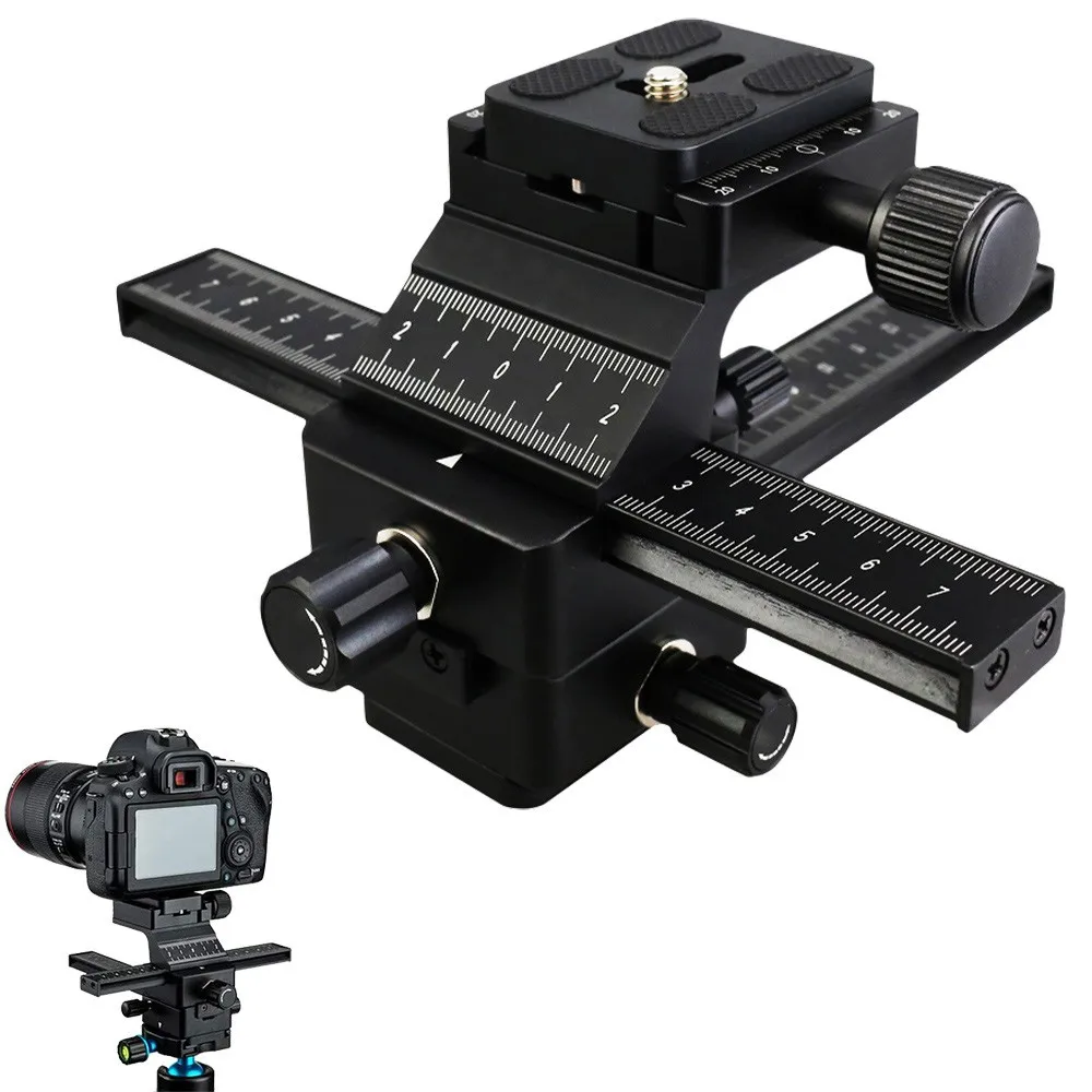 Macro Shot Focusing Focus Rail Slider Profession 4 Way Ajustable Close-up Shooting Anti-shake Fit Tripod 1/4-20 Thread Universal