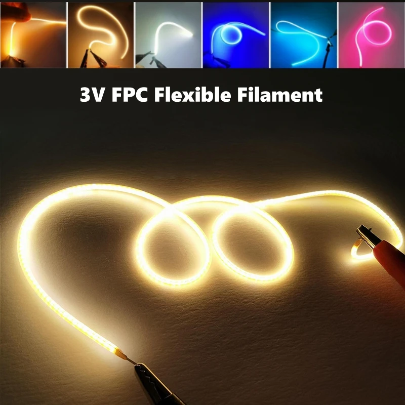 

LED Flexible Filament DC 3V FPC 360 Degree Luminous COB LED Light Strip Retro Edison Bulb DIY Lamp Parts Soft Diode Source Decor