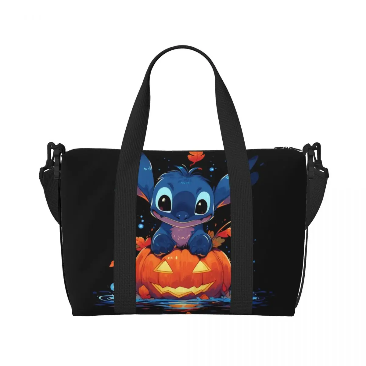 Custom Halloween Stitch Tote Bag for Women Big Capacity Disney Gym Beach Travel Bags