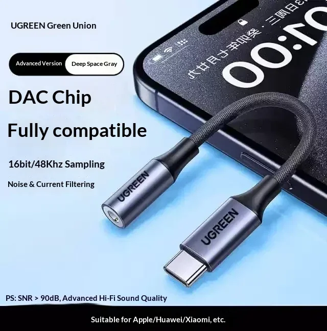 UGREEN 95961 CM992 USB-C to 3.5mm Audio Adapter DAC Headphone Jack Converter for Phones Tablets Laptops