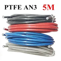 Manguera de freno de PTFE trenzada de acero inoxidable AN3 para motocicleta, 5 m/lote, manguera hidráulica de fluido, línea de freno de PTFE, tubo de combustible de Gas y aceite