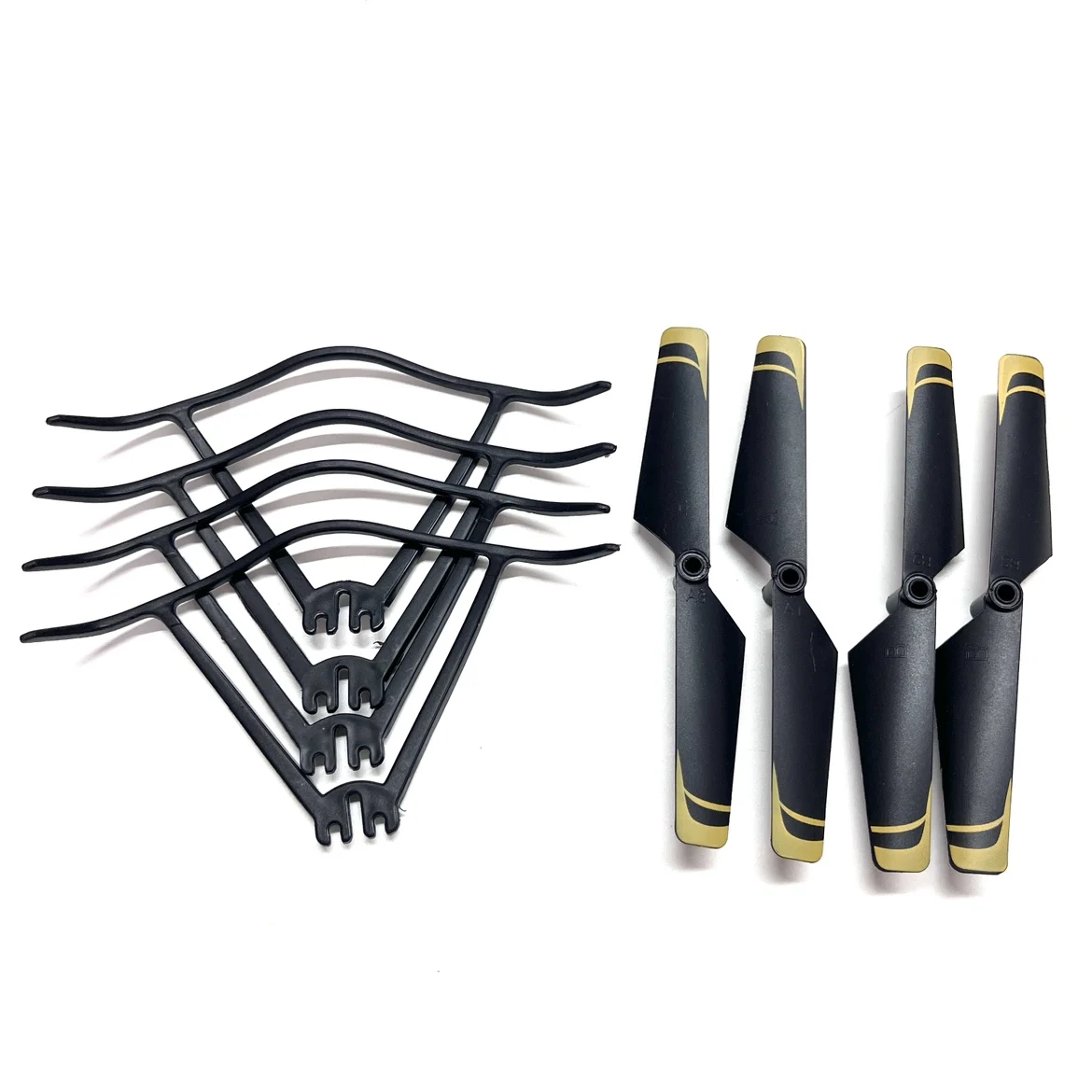 

4PCS Blade Protective Frames + CW CCW Propellers AB Blades Maple Leaf Wings Kit for KY605S Folding RC Drone Yellow Props