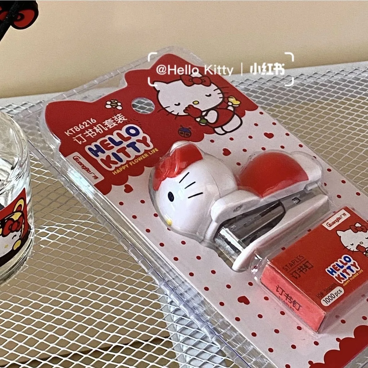 Sanrio Hello Kitty Anime Cute Stapler Set Portable Color Paper Binding Machine Fashion Stationery Office School Supplies Gifts