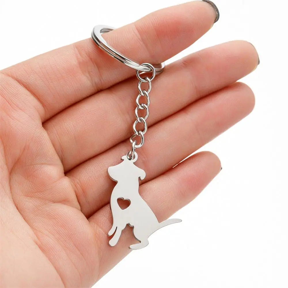 Stainless Steel Dog Keychain Animal Keyring French Bulldog Pet Memorial Keychain Metal Silver Color Dog Pendant Keyring