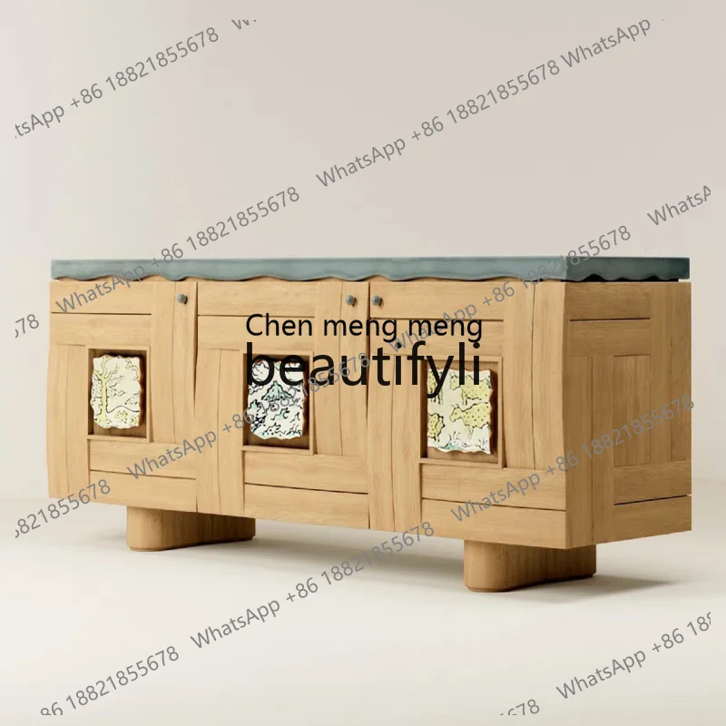 E5556Medieval module Solid wood entrance Storage dining side cabinet Bedside side cabinet Living room TV cabinet
