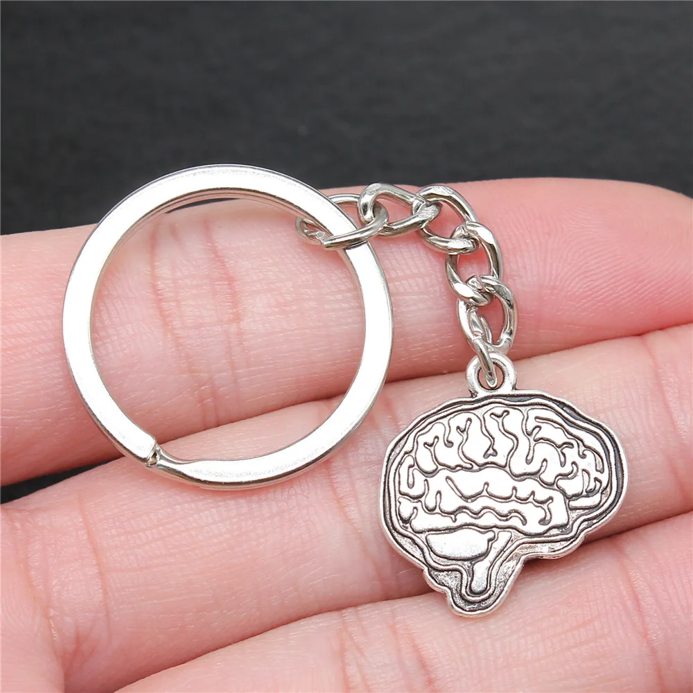 Souvenirs Gift Men Keychain 2 Colors 22x23mm Brain Pendant Keyring Dropshipping