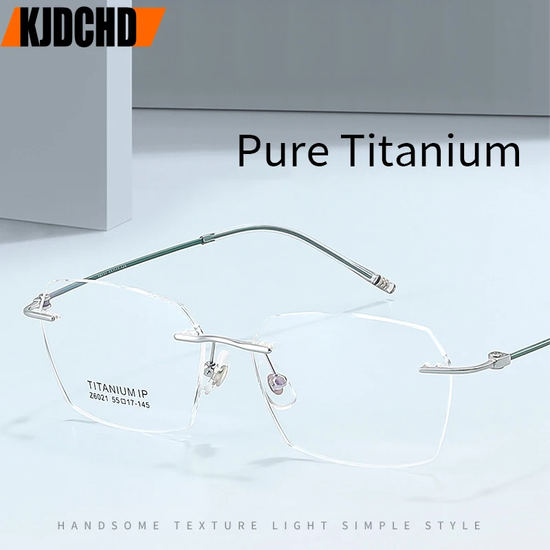 

KJDCHD модная простая женская оправа, сверхлегкая полигональная оптическая оправа из титанового сплава по рецепту, мужская оправа для очков без оправы