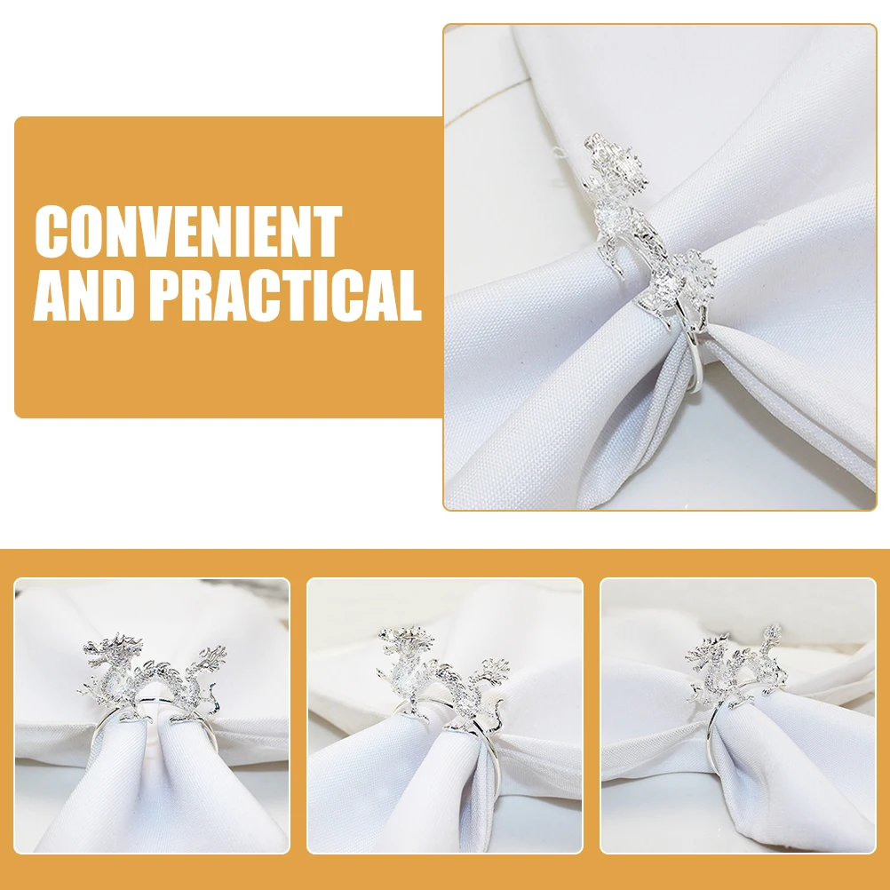 

6Pcs Chinese Dragon Napkin Rings Metal Serviette Holders for Lunar New Year Banquet Party Table Decor Table Napkin Holder Rings