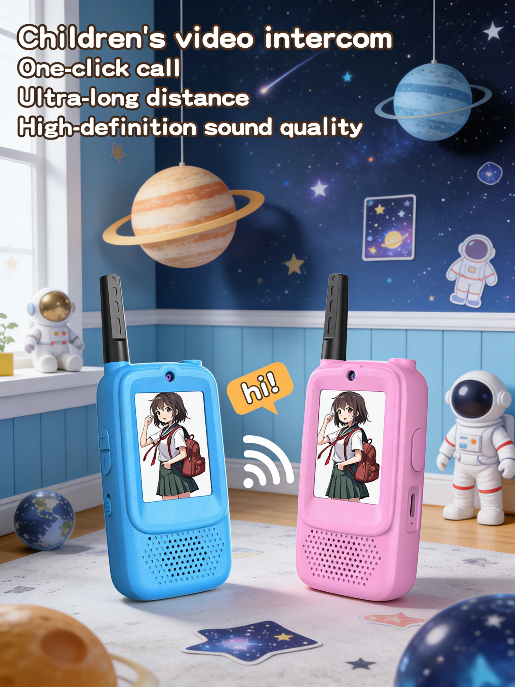 2 SZT. Dziecięce Walkie Talkie z Kamerą dla Dzieci, Ładowalne Zabawki dla Maluchów do Użytku Wewnętrznego, na Kemping, Podróże, Prezent Urodzinowy dla Dzieci w Wieku 3-12 Lat