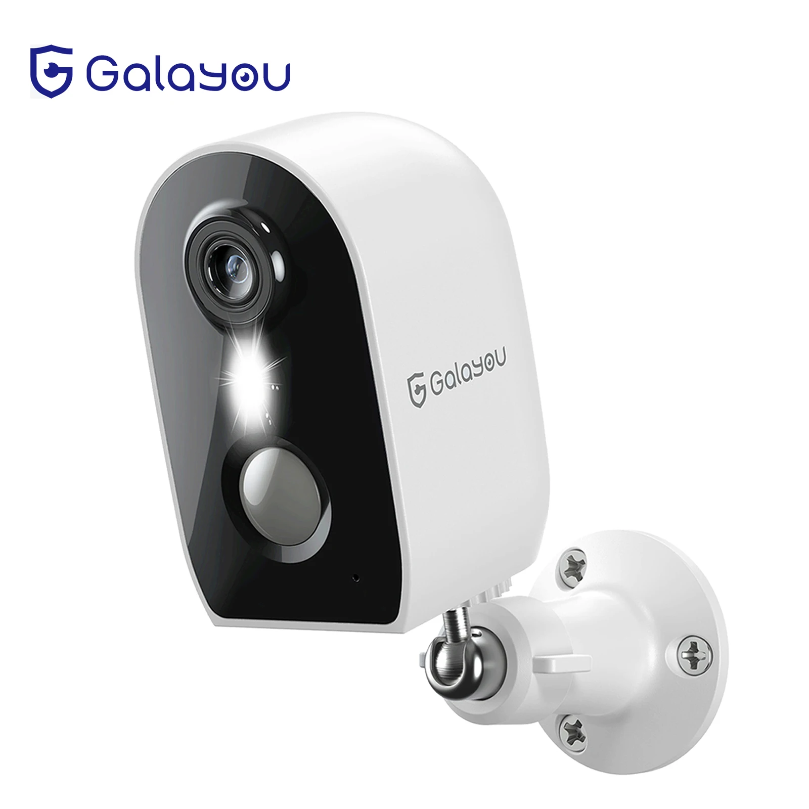 Galayou-Drahtlose Überwachungskamera für den Außenbereich, 2K-Batteriebetrieben, WLAN-Überwachungskamera mit Spotlight-Sirene, 2-Wege-Audio, wasserdicht