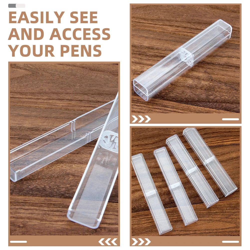 

20pcs PVC Box Clear Rectangle Stationery Holder Transparent Pen Pen Gift Box Empty Case Storage Display Container