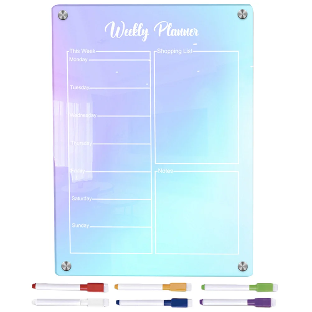 

1Set Decorative Acrylic Magnetic Planner Board Fridge Weekly Calendar Dry Erase Schedule Reminder Dry Erase Board
