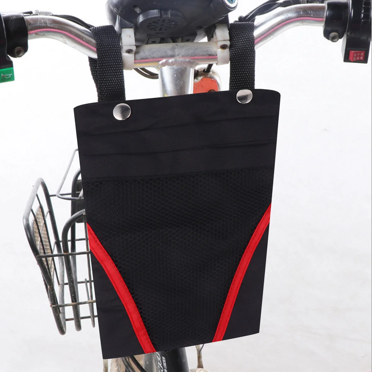 

2pcs Bike Basket Hanging Bag Front Mount Storage Pouch Multi-Pocket Washable Reusable Utility Container For Bicycle