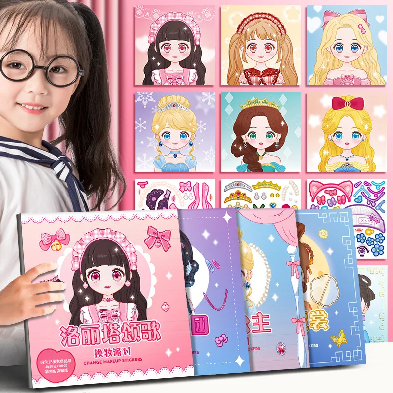 

1PCS Changeover Sticker Hand Book Hand Book Guka Sticker Princess Toy Book Girl Child Beautiful Doll Dress Up