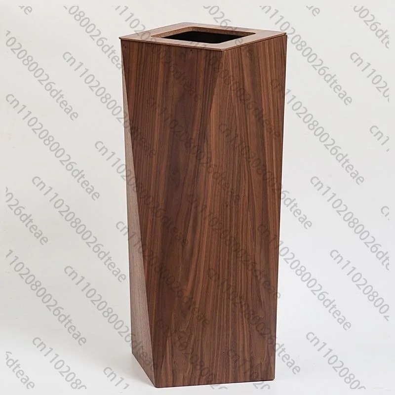 Style Wooden Trash Bin Home Living Room High End Office Covered Large Creative Polygonal Diamond Trash Can