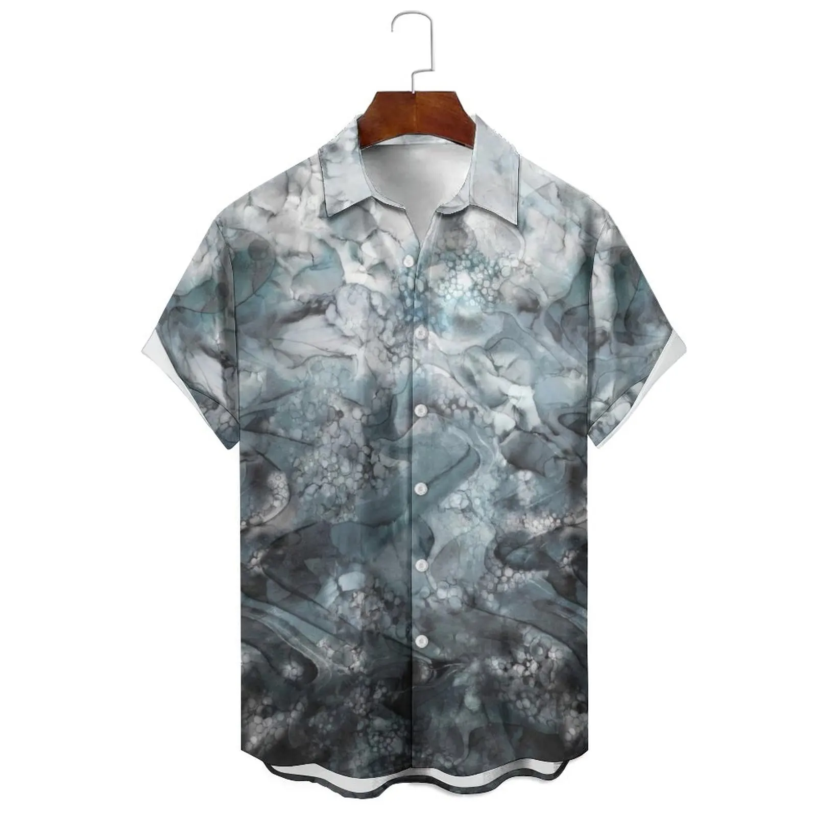 

Summer Fashion Men's/Women's Solid Color Gradient Loose Simple Tie Dye Small Fresh Casual Single-Breasted Short-Sleeved Shirt