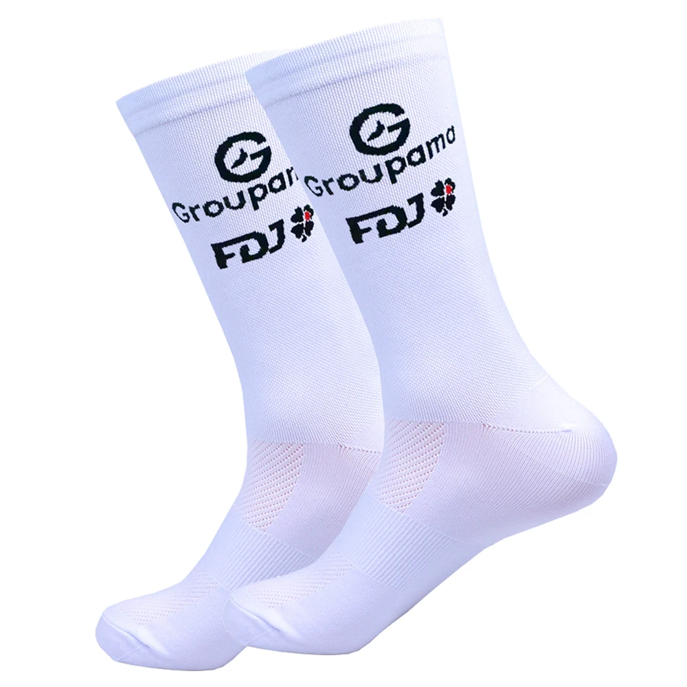 Neue weiße UAE Team FDJ Radsocken, rutschfeste Fußballsocken, gepolstert, atmungsaktiv, für Laufen, Basketball, Fahrrad, Sport, Grip-Socken