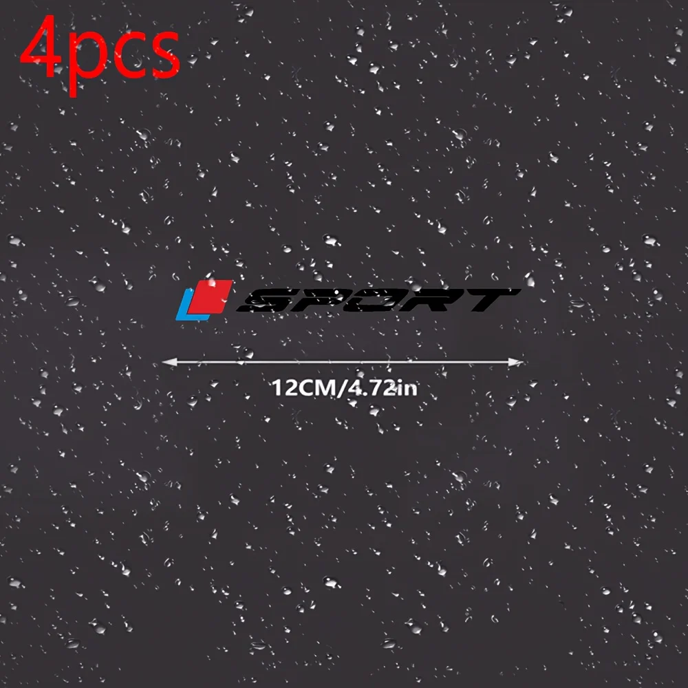 4Pcs/Set SPORT Logo Vinyl Stickers, Red Blue Accent Waterproof Decals for Car Wheel Fender Hood Window