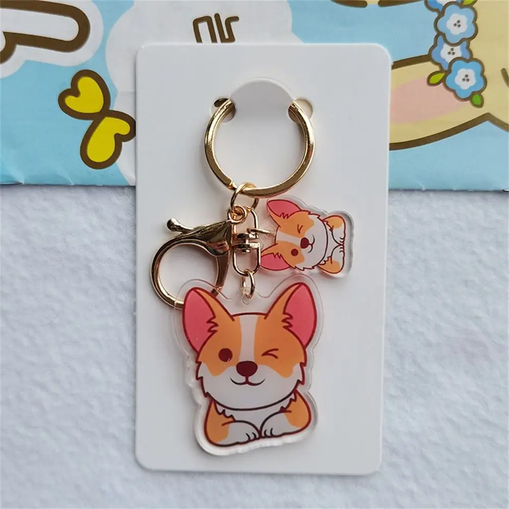 

Women Man Transparent Corgi Key Chain Double-Sided Acrylic Dog Key Ring Lovely Cartoon Dog Pendants Jewelry Gift