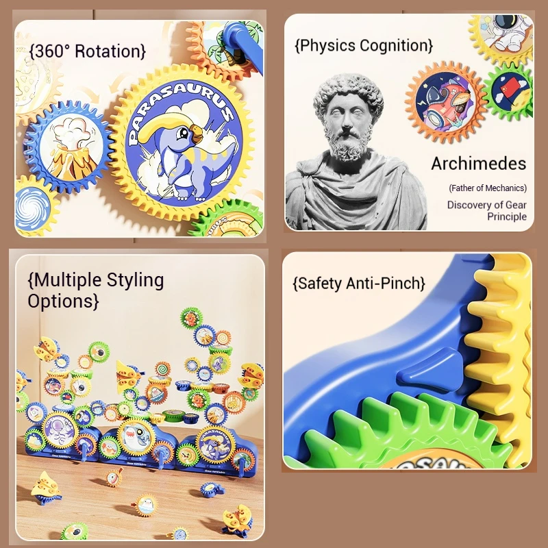 Juego de construcción de engranajes eléctricos para niños, modelo de ensamblaje de engranajes giratorios 3D, juego de juguetes de construcción STEM, juguetes educativos para niños, regalos de navidad