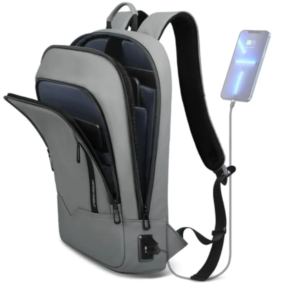 

Backpack for Men Business Slim Backpack with USB Charger Computer Lightweight Anti-theft Travel Backpacks Water Resistant Lapto