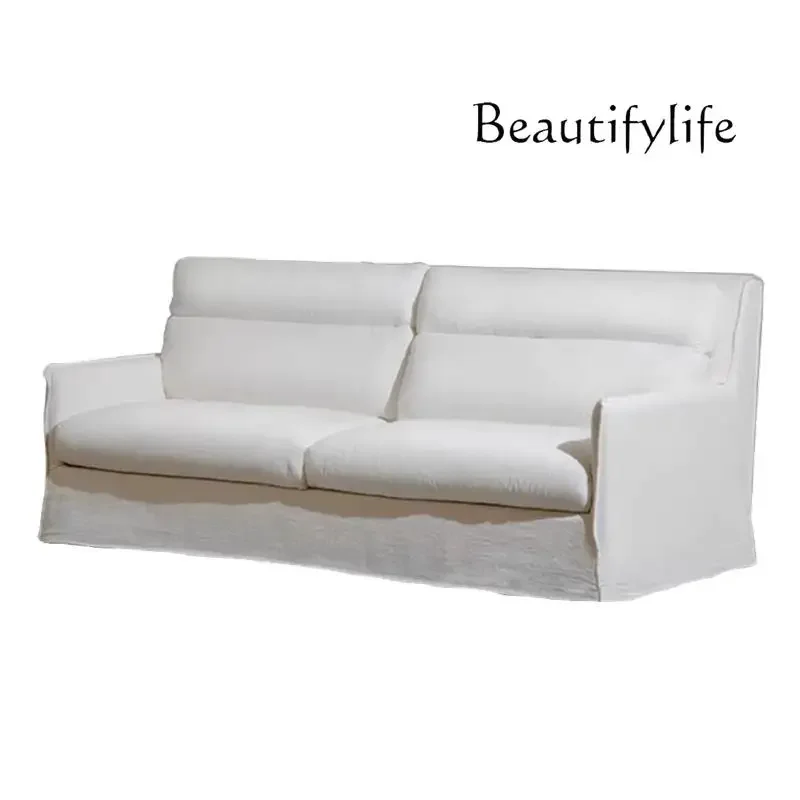 X36 Wabi Sabi Wind Design Modern Linen Fabric Single Chair Homestay Sofa Removable Sofa
