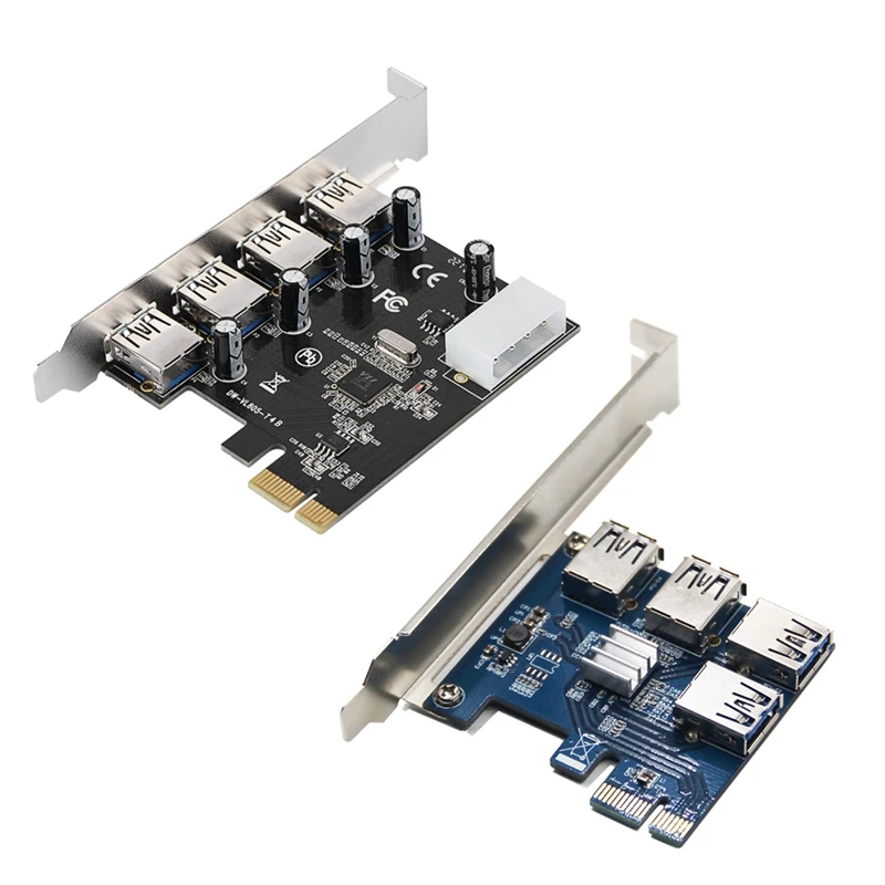 

PCI-E Adapter Card PCI Express To 4XUSB3.0 Large 4Pin Graphics Card & PCI-E Adapter Card PCI-E Slot One