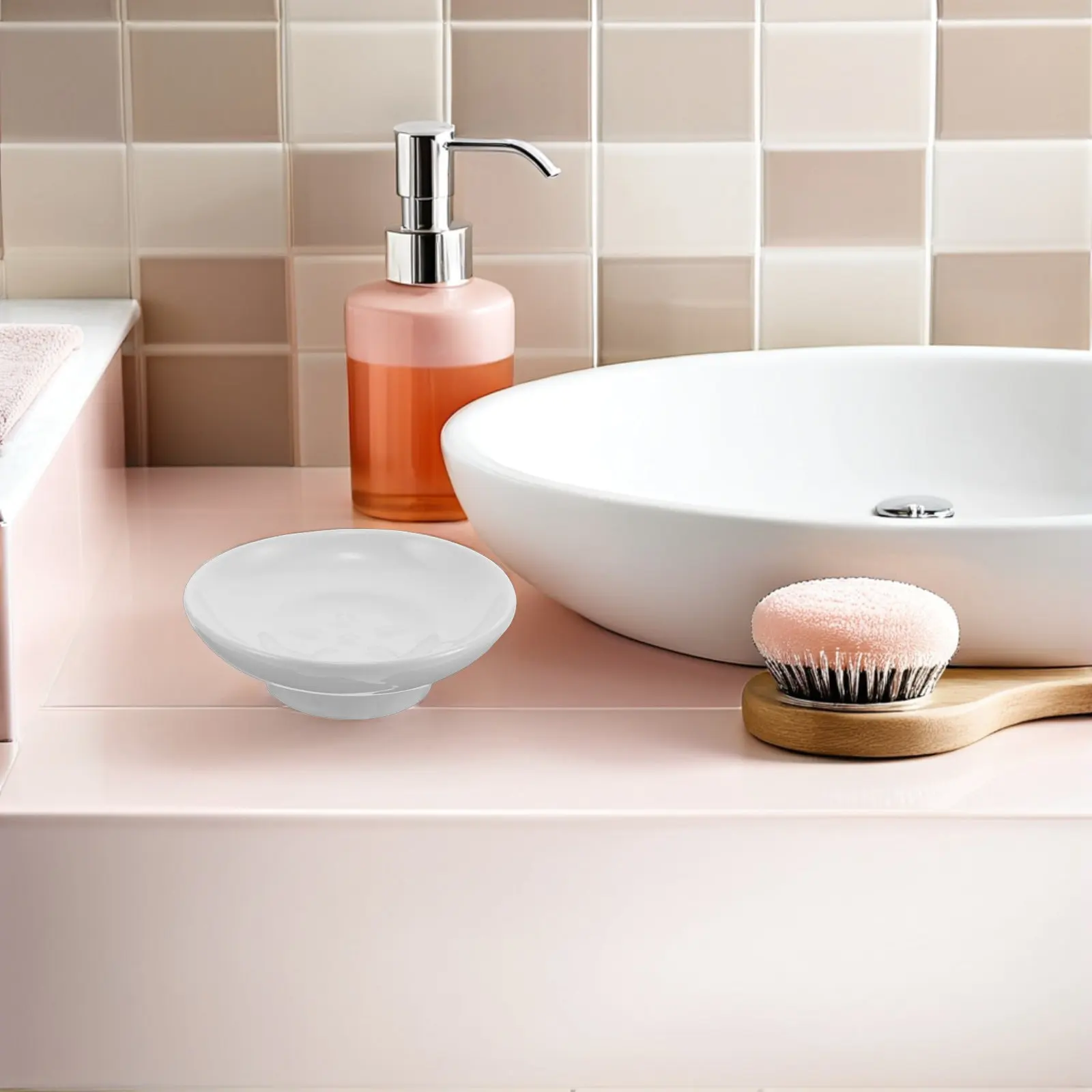 Ceramic Soap Dish Round Vanity Soap Saver Tray for Bathroom Kitchen Sink Jewelry Rings Keys Storage Holder Multi Use