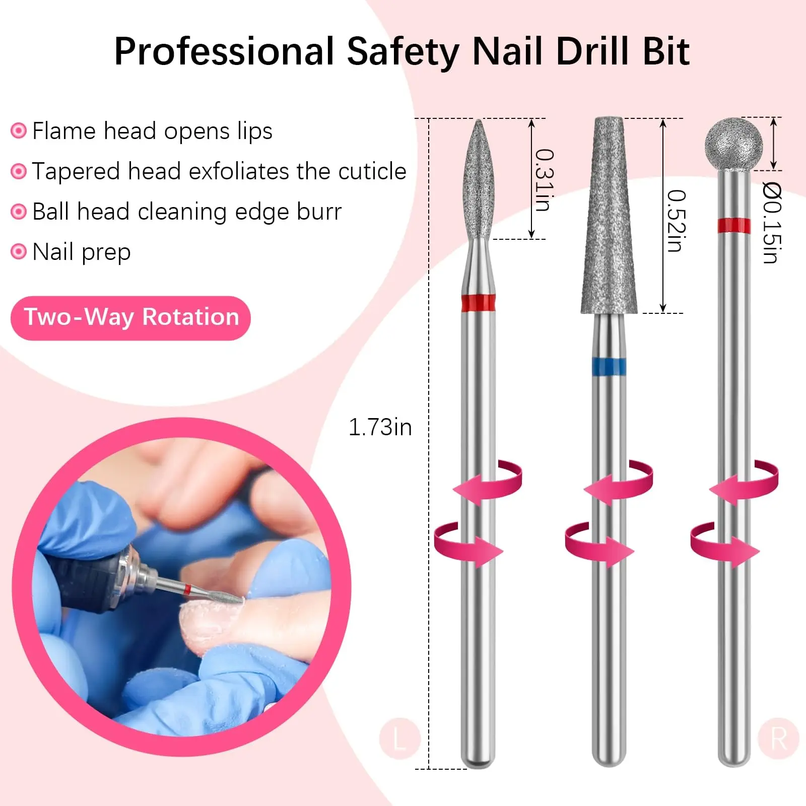 Broca De Prego De Arquivo Eletrônico De Diamante, Bola, Grit Macio, Bocados De Arquivo Elétrico Russo, Gel Remover, Manicure, Pedicure, Ferramentas De Prego, 4mm