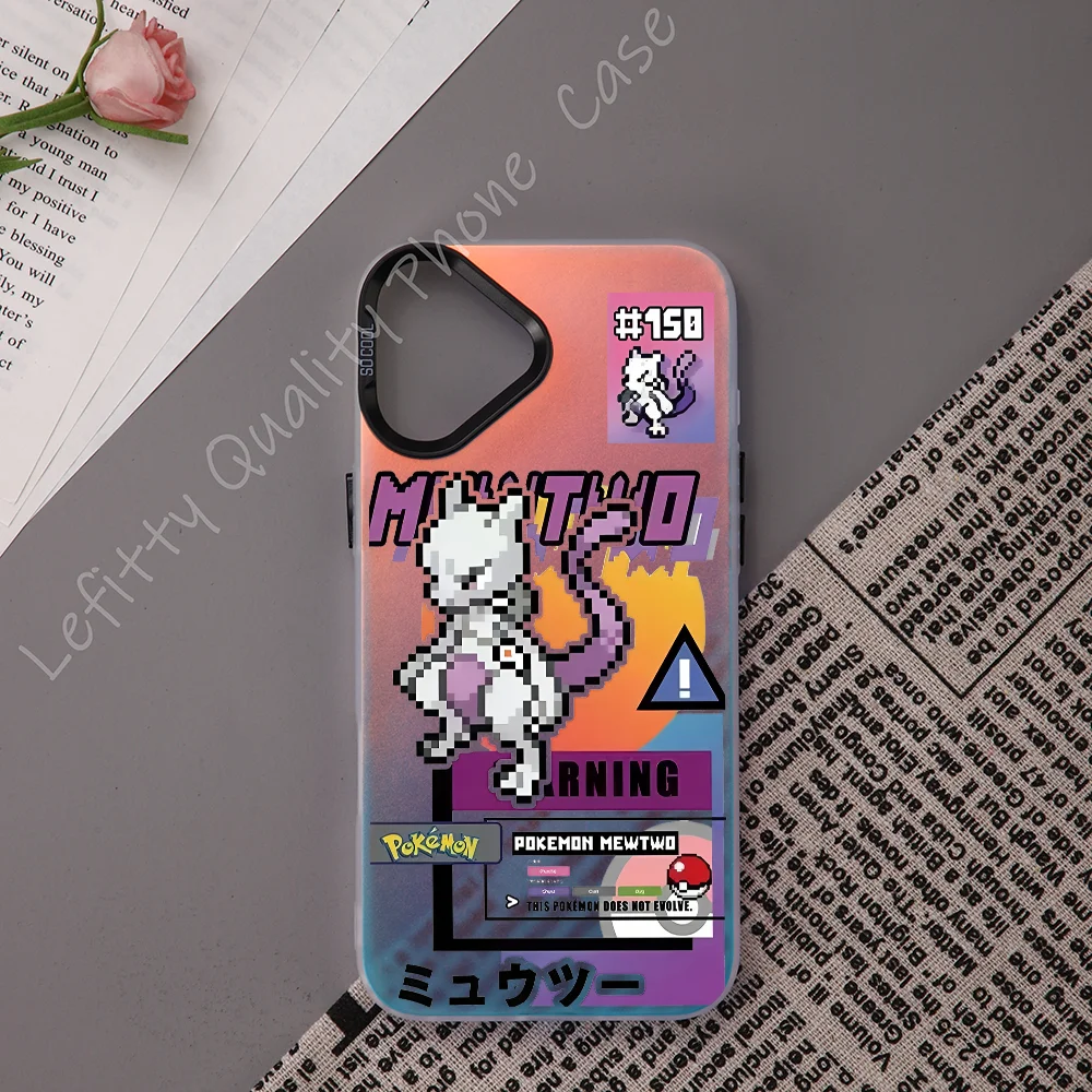 

Mewtwo Garchomp Cute Phone Case Laser Metallic For IPhone 16 15 14 13 12 11 Pro Max Matte Aurora Multicolor Gradient Cover