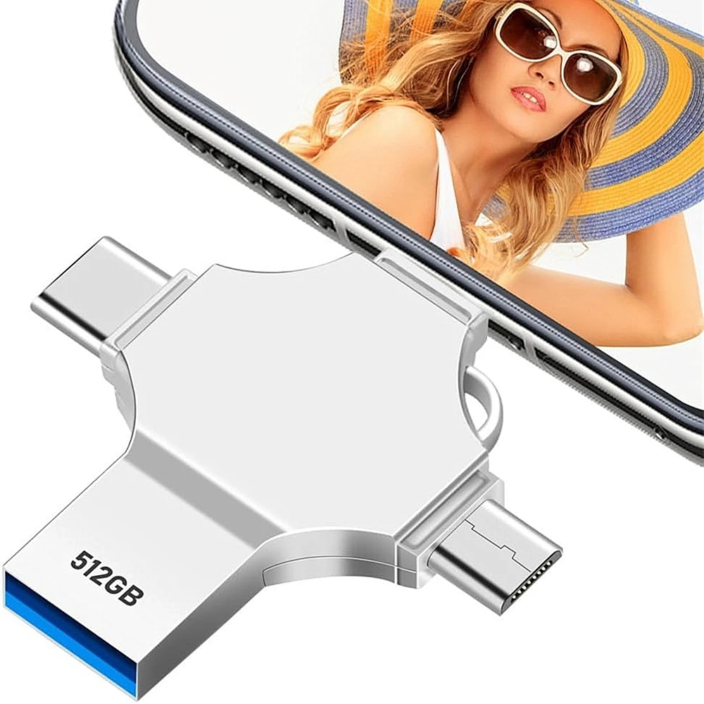 Chiavetta USB per iPhone 256 GB 512 GB 1 TB 2 TB per iPhone Pro Plus MAX iPad Mac Archiviazione esterna multifunzionale per telefoni Android iOS