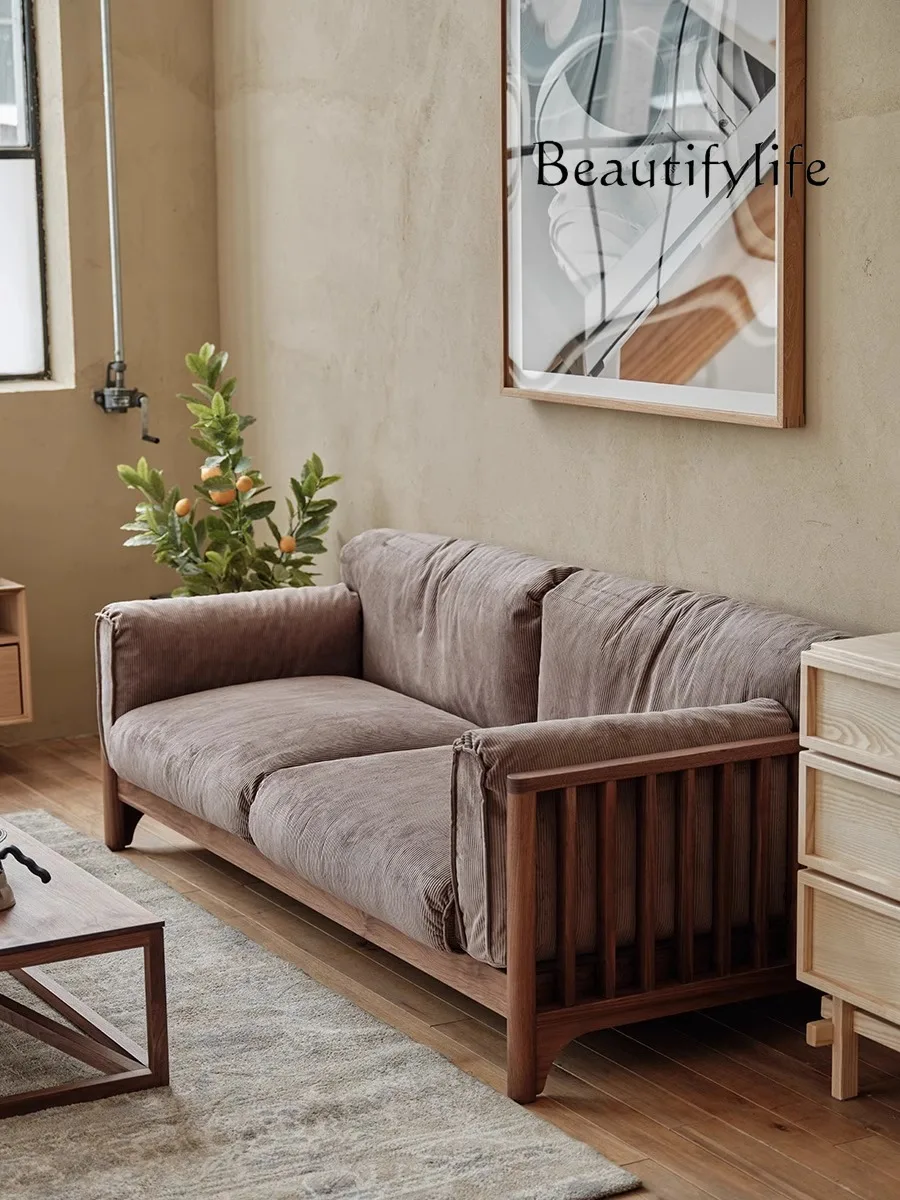 

Nordic Style Solid Wood Sofa Household Minimalist Fabric Sofa