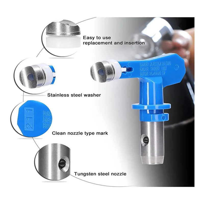 Embouts de pulvérisation pour pulvérisateur sans air, réversible, 6 pièces avec 2 sièges de buse