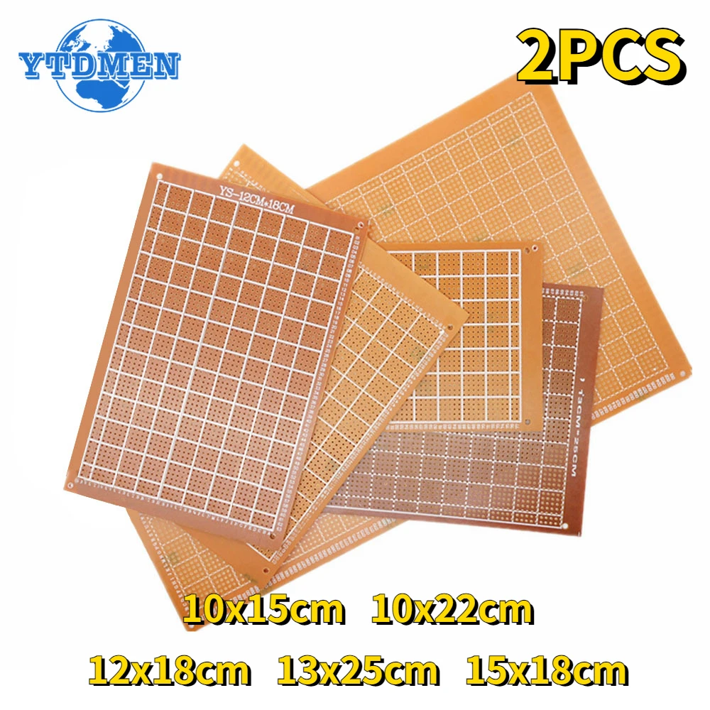 2PCS Prototype Board PCB Single Sided Plate Yellow 10x15cm 10x22cm 12x18cm 13x25cm 15x18cm DIY Universal Circuit Boards